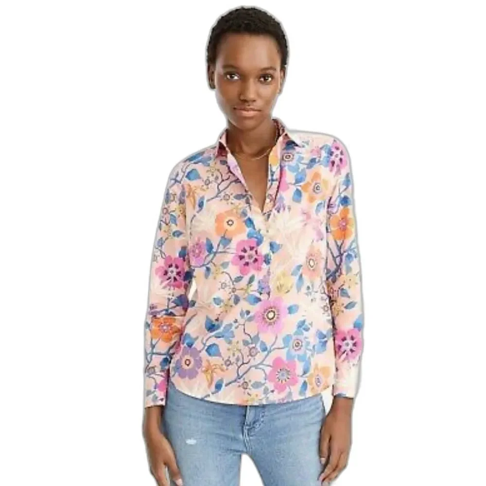 Liberty Art Fabrics for J. Crew Partial Button Down Floral Print Top Size 2
